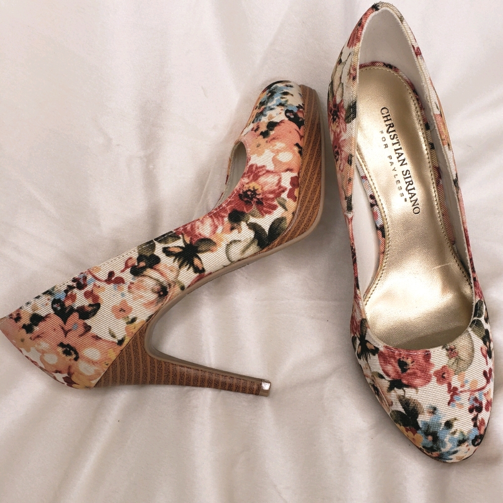 Christian Siriano Payless 6 Floral Fabric Heels